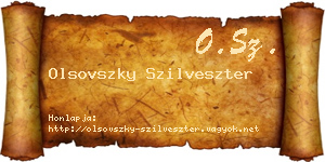 Olsovszky Szilveszter névjegykártya